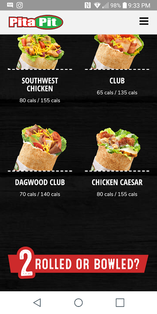 Menu, Pita Pit