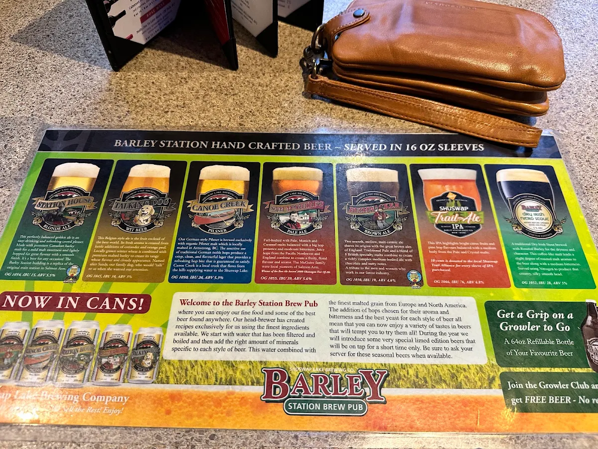 Menu, Barley Station Brewpub