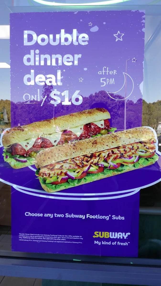 Menu, Subway Coopers Plains