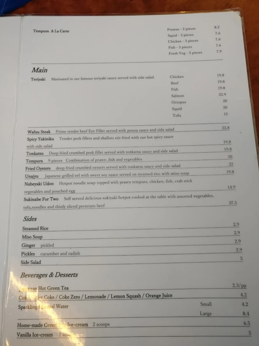 Menu, Kyushu Japanese Restaurant