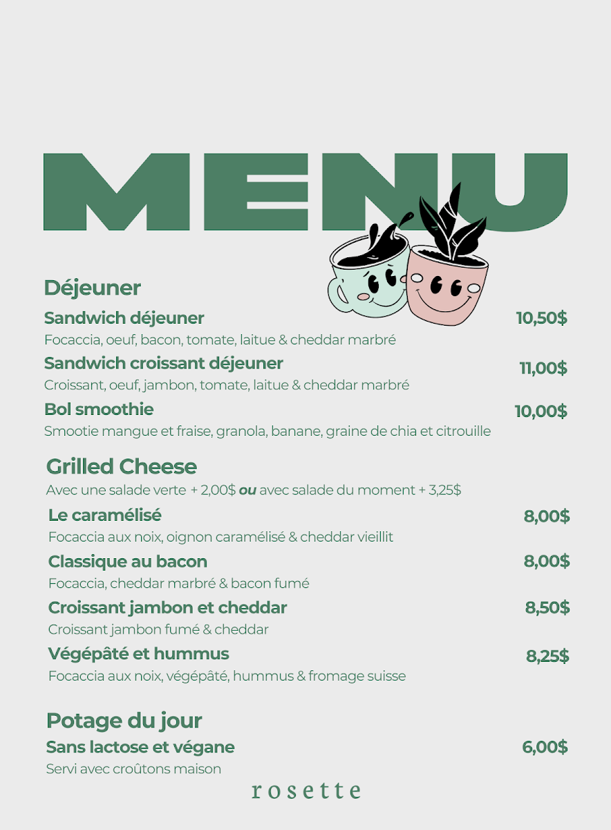 Menu, Rosette