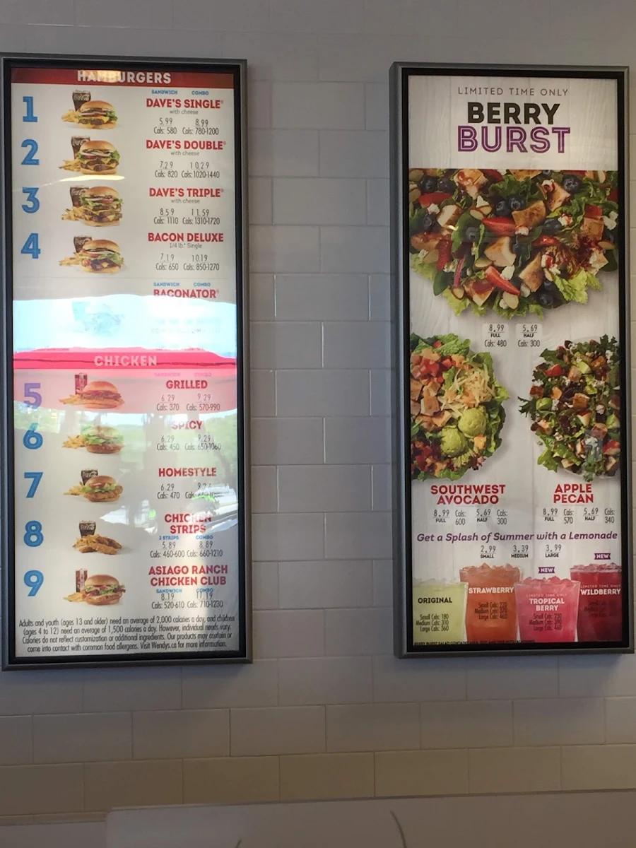 Menu, Wendy's
