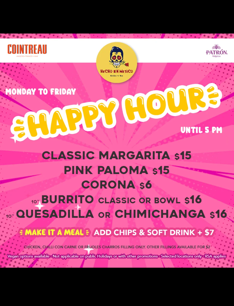 Menu, Hecho en Mexico Richmond (Rooftop Bar)