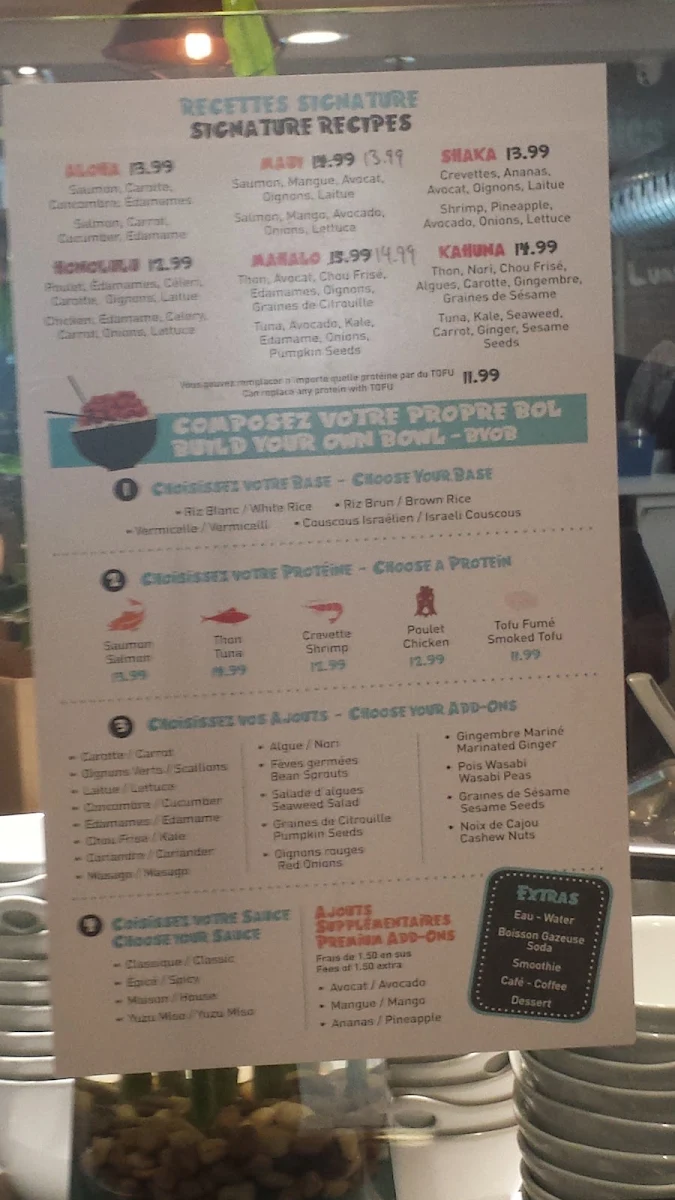 Menu, Le Poké Station Crescent