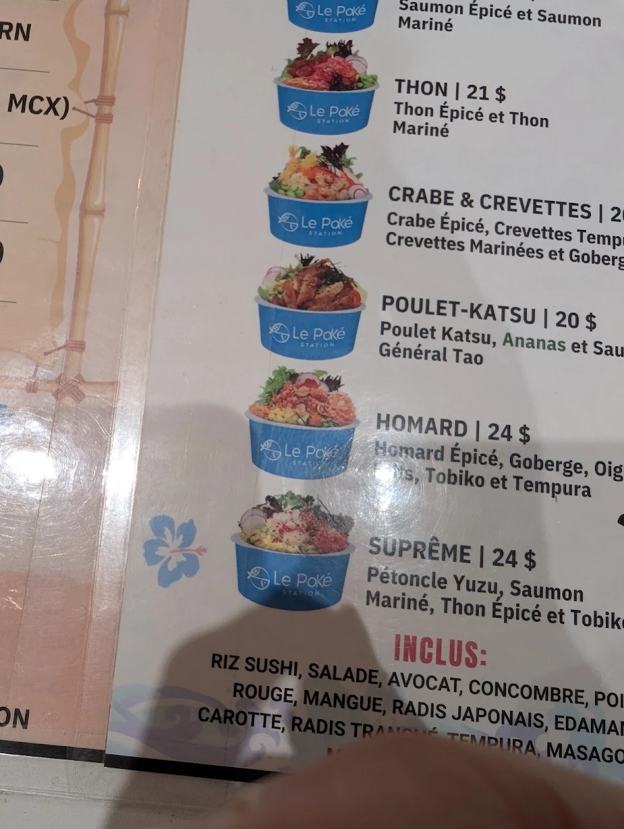 Menu, Le Poké Station Crescent