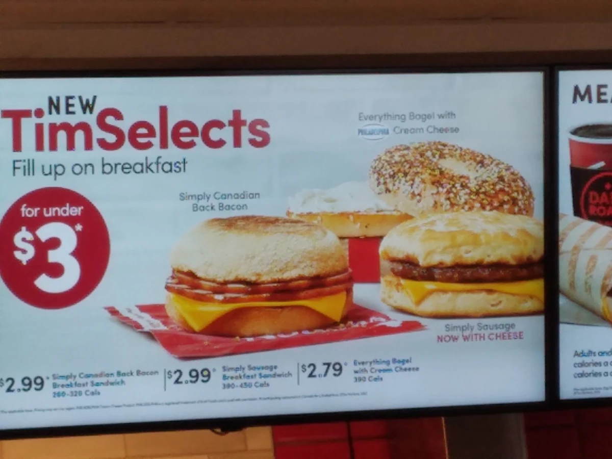 Menu, Tim Hortons