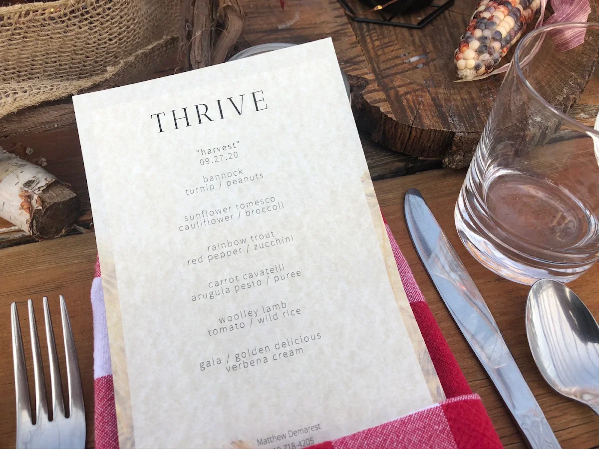 Menu, Thrive Norfolk