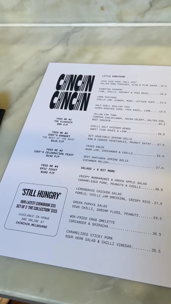Menu, Chin Chin