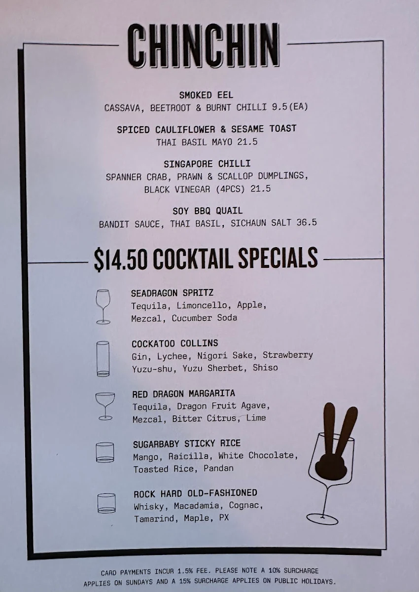 Menu, Chin Chin