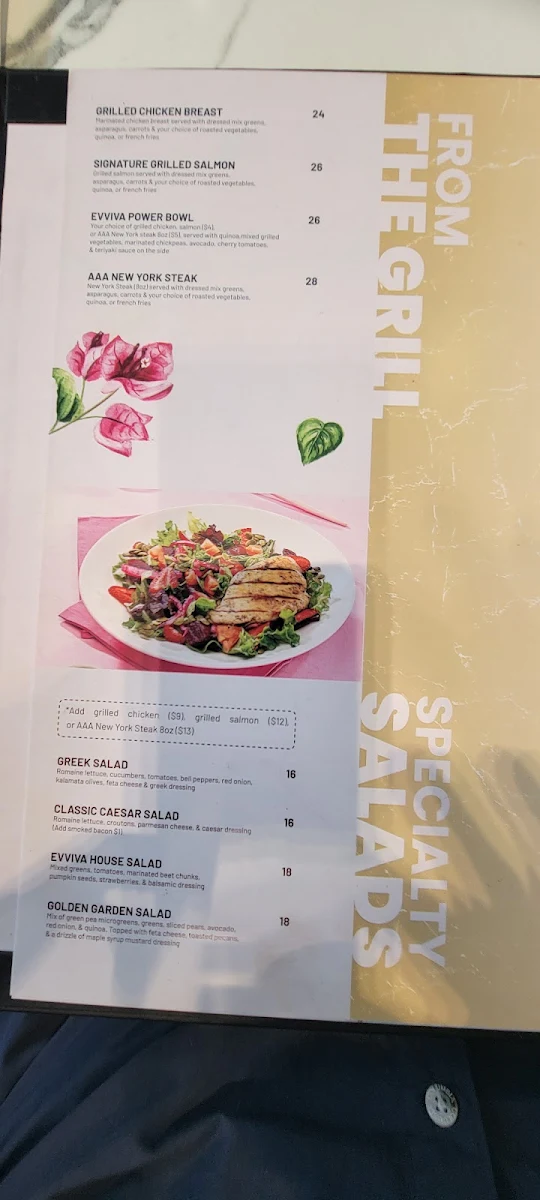 Menu, Evviva Breakfast and Lunch
