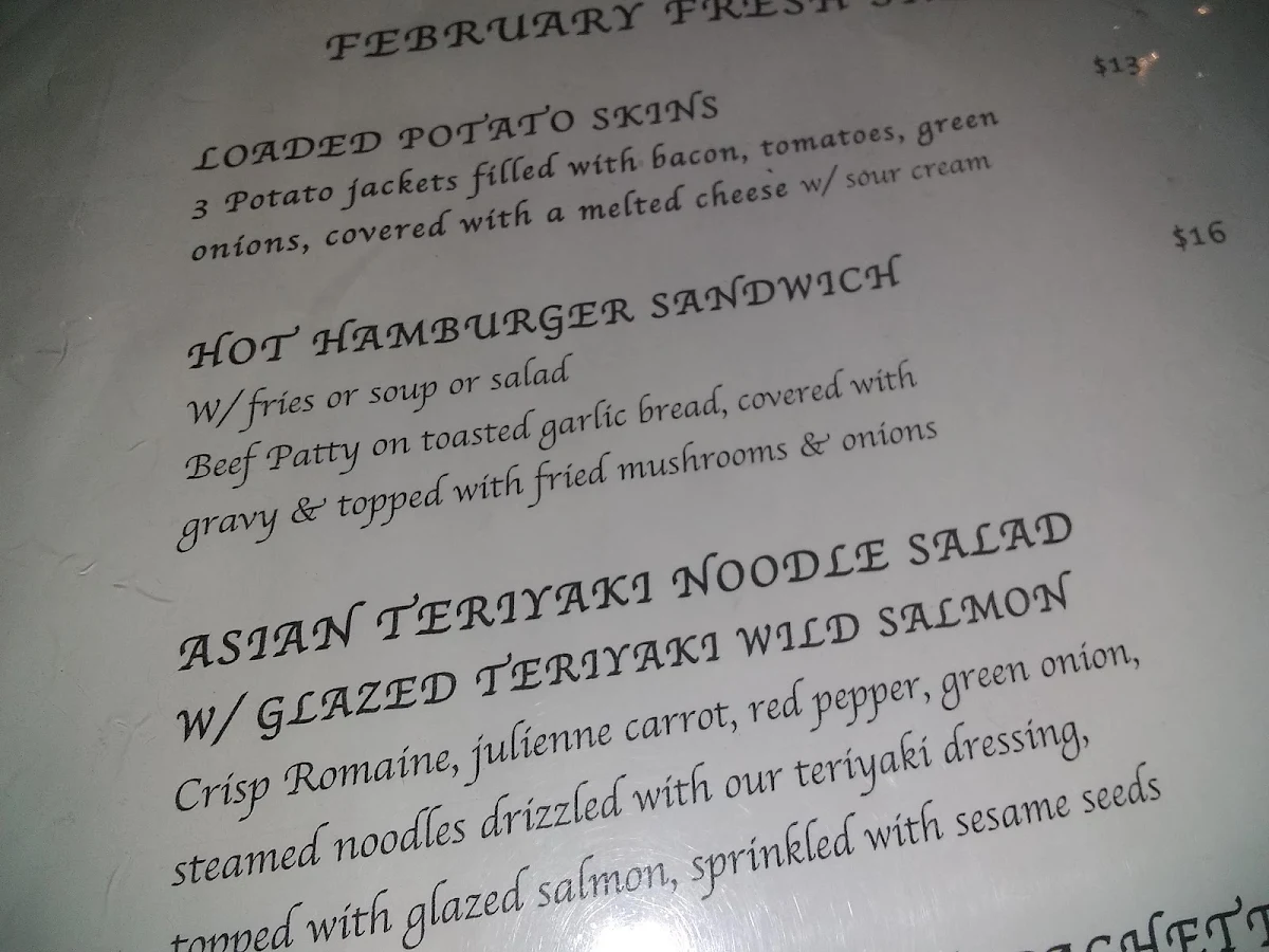 Menu, Pastimes Sports Bar and Grill