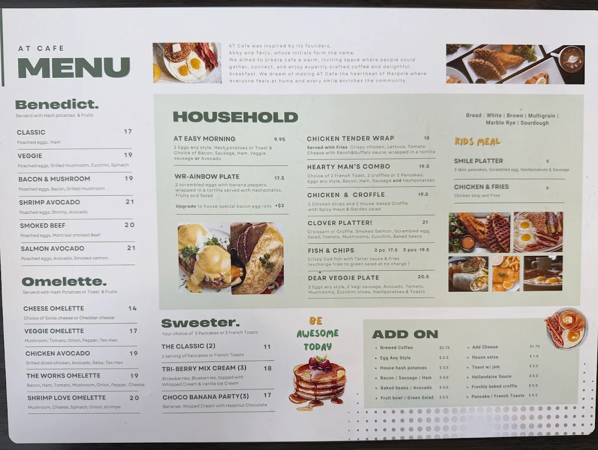 Menu, AT Cafe