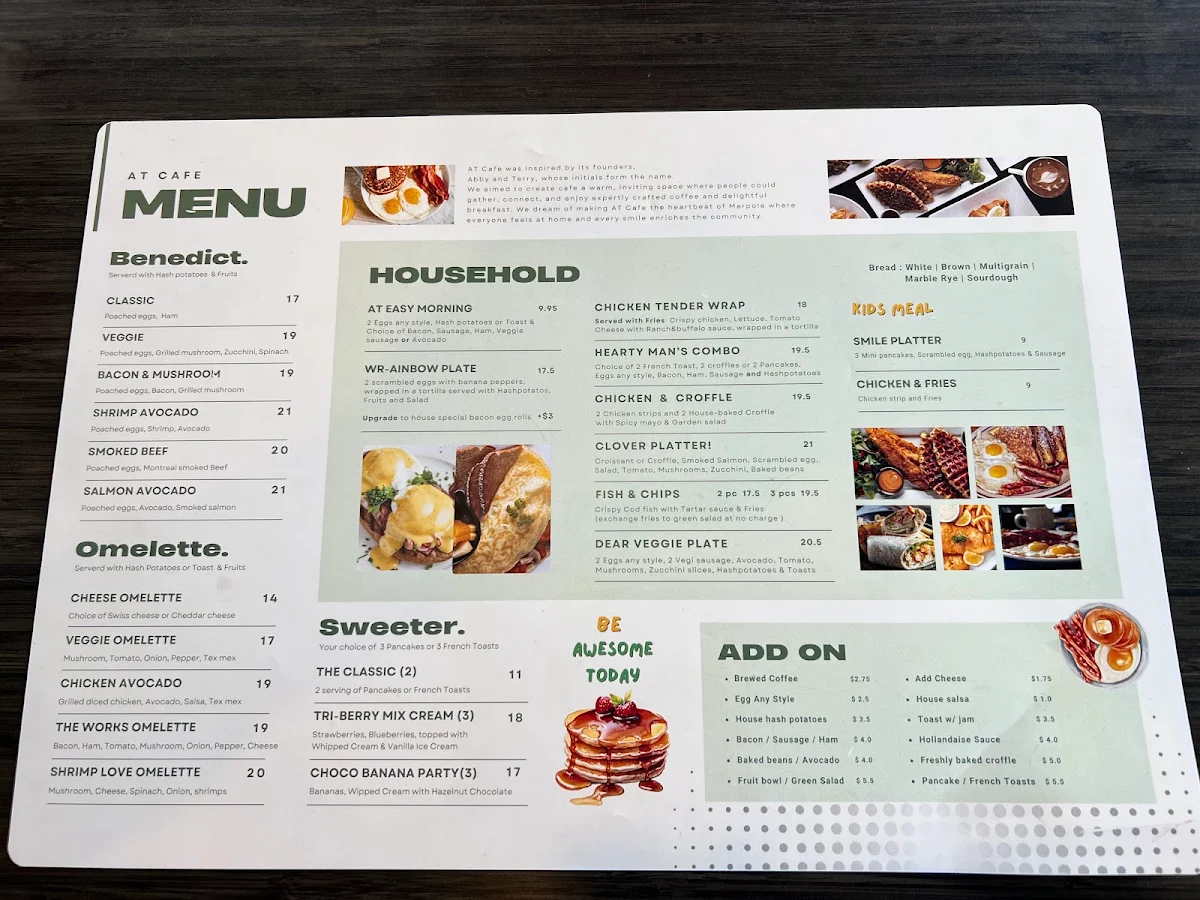 Menu, AT Cafe