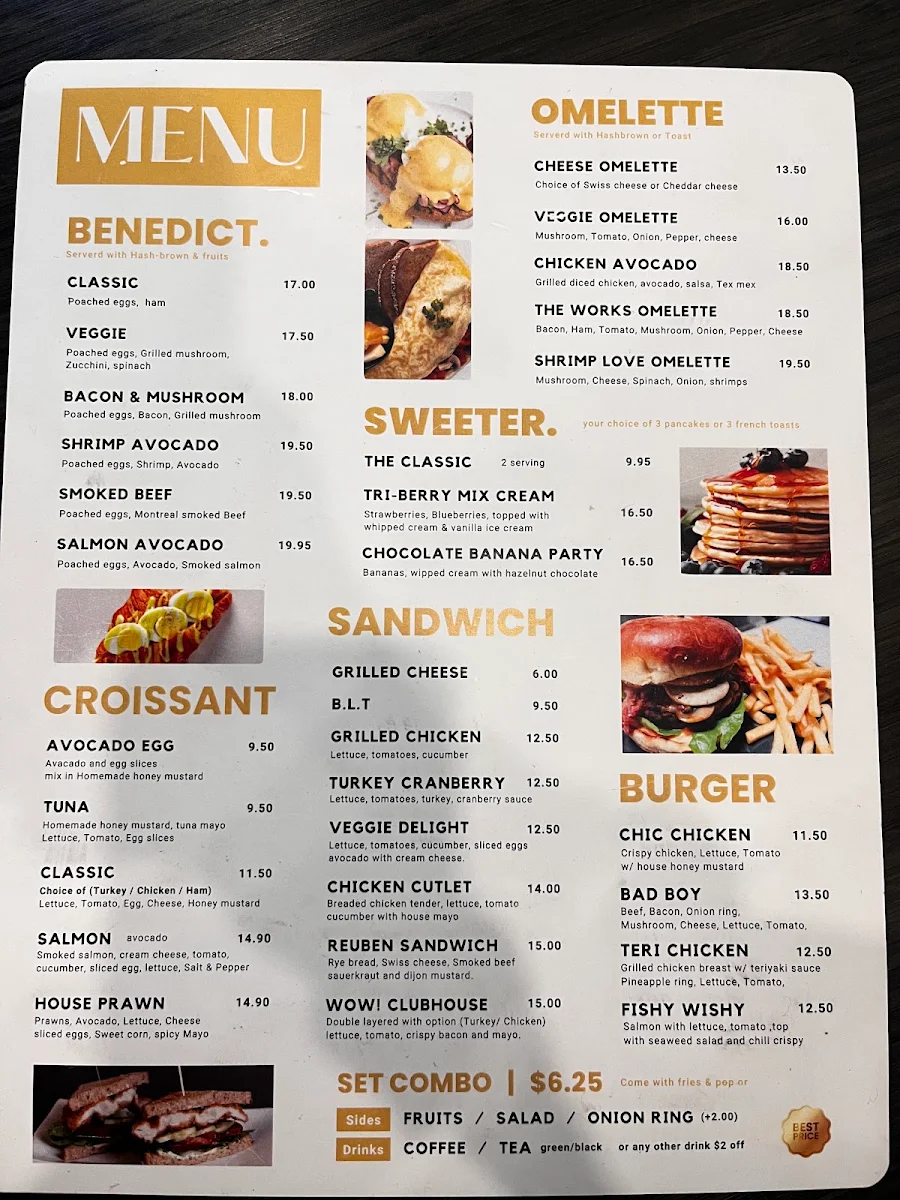 Menu, AT Cafe