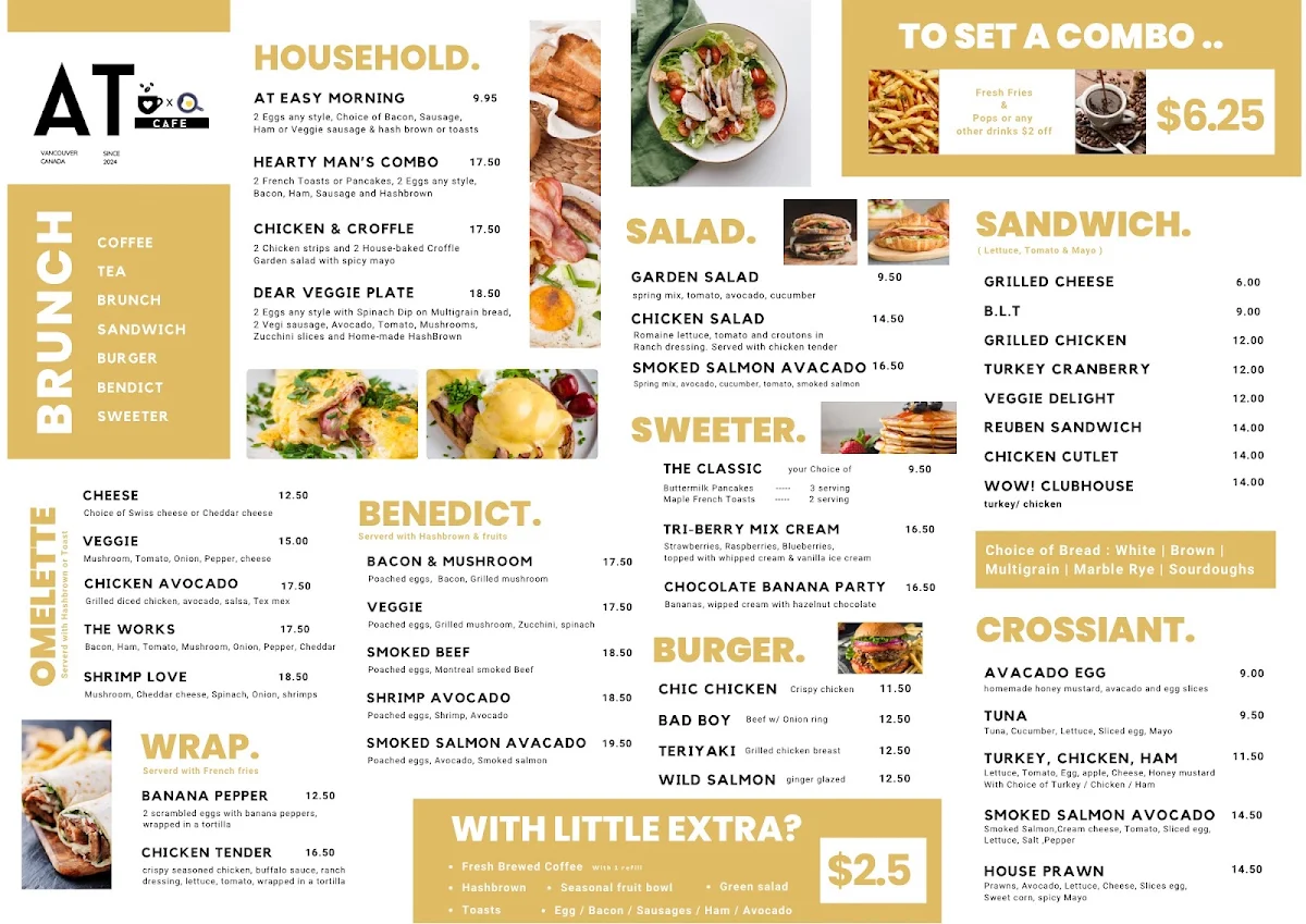 Menu, AT Cafe