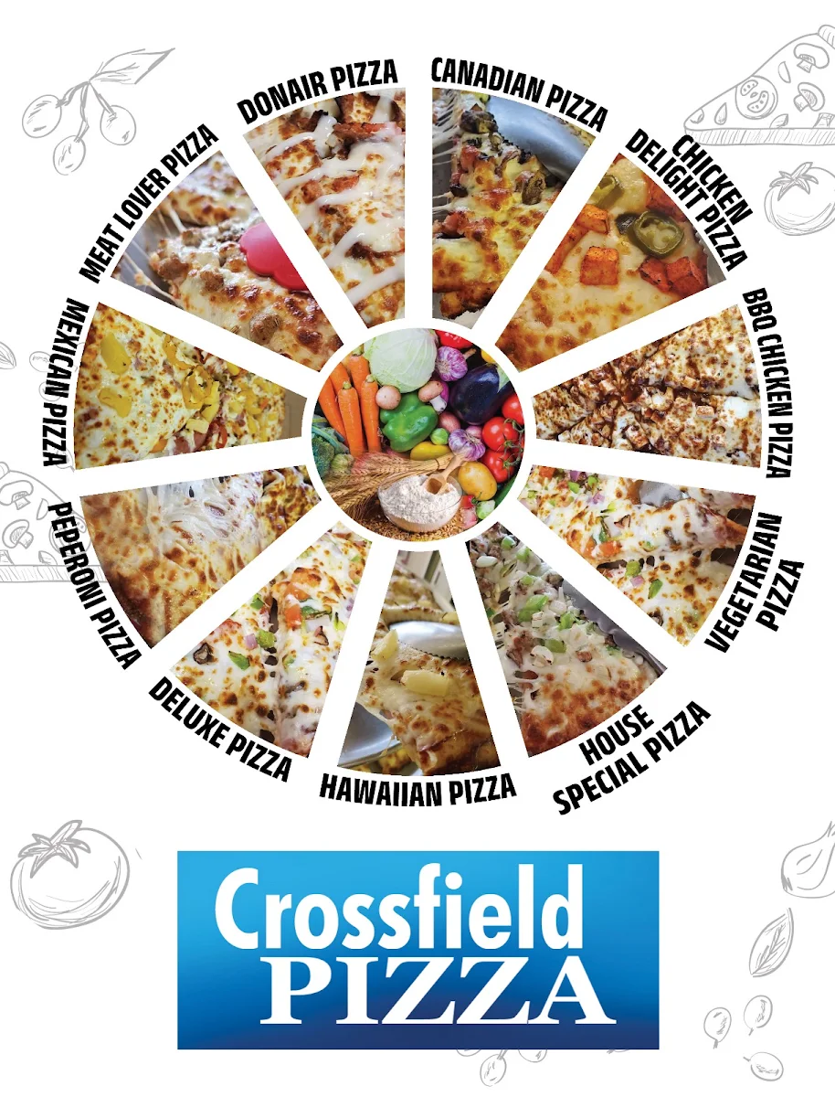 Menu, Crossfield Pizza
