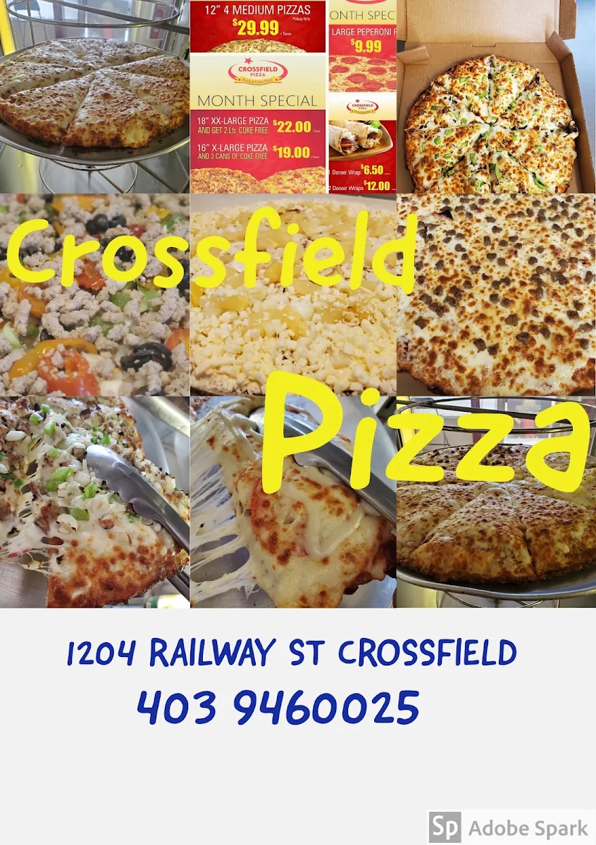 Menu, Crossfield Pizza