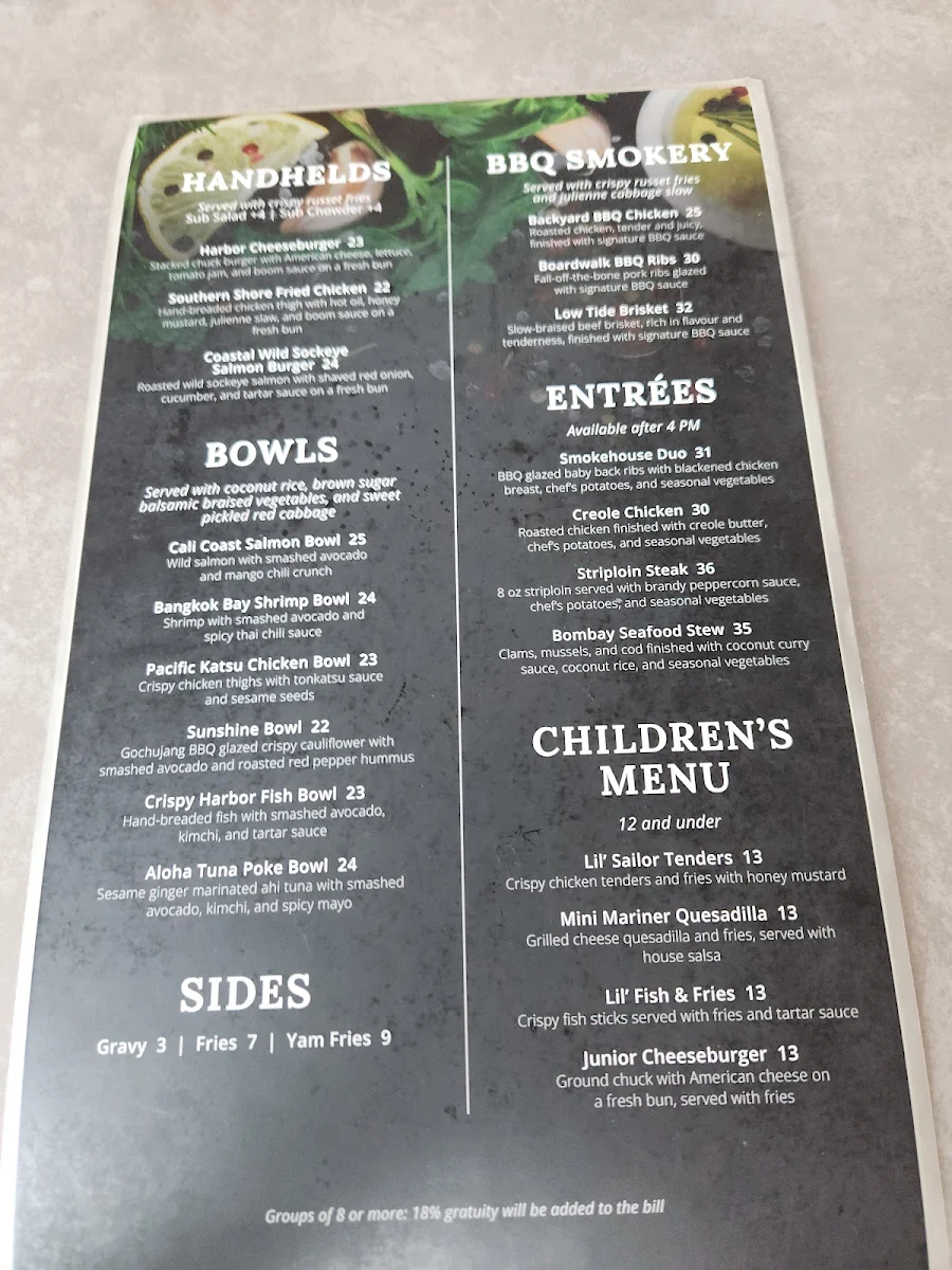 Menu, Bare Bones Fish House & Smokery