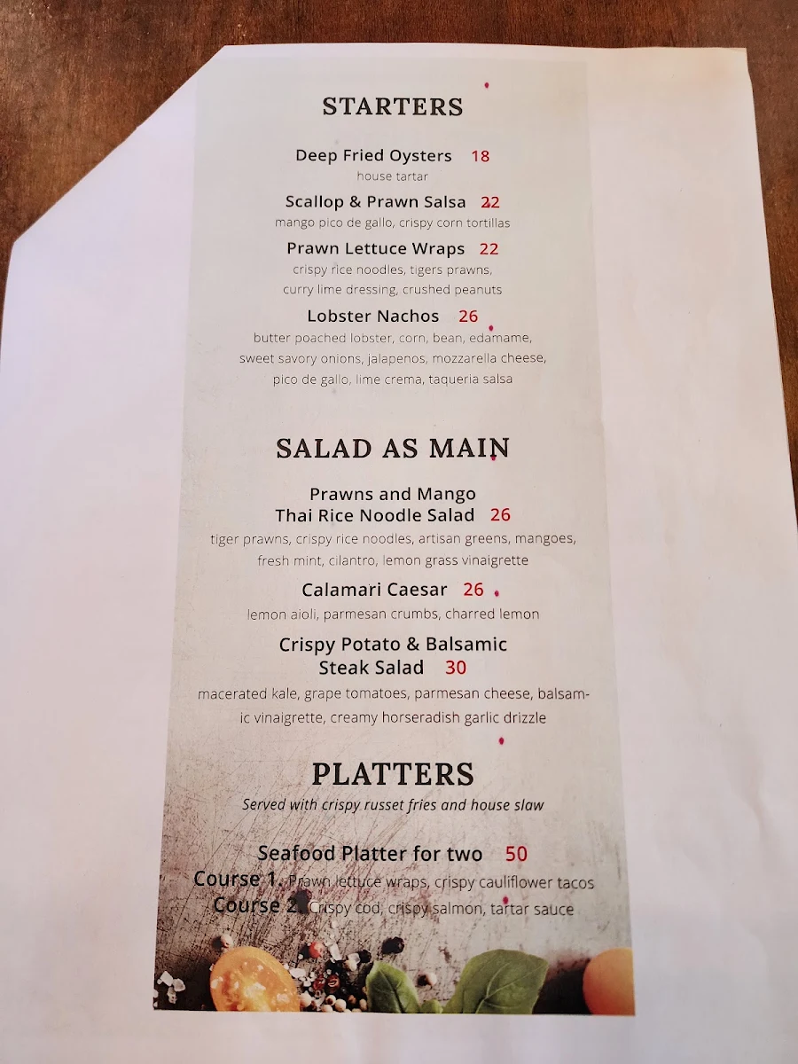 Menu, Bare Bones Fish House & Smokery