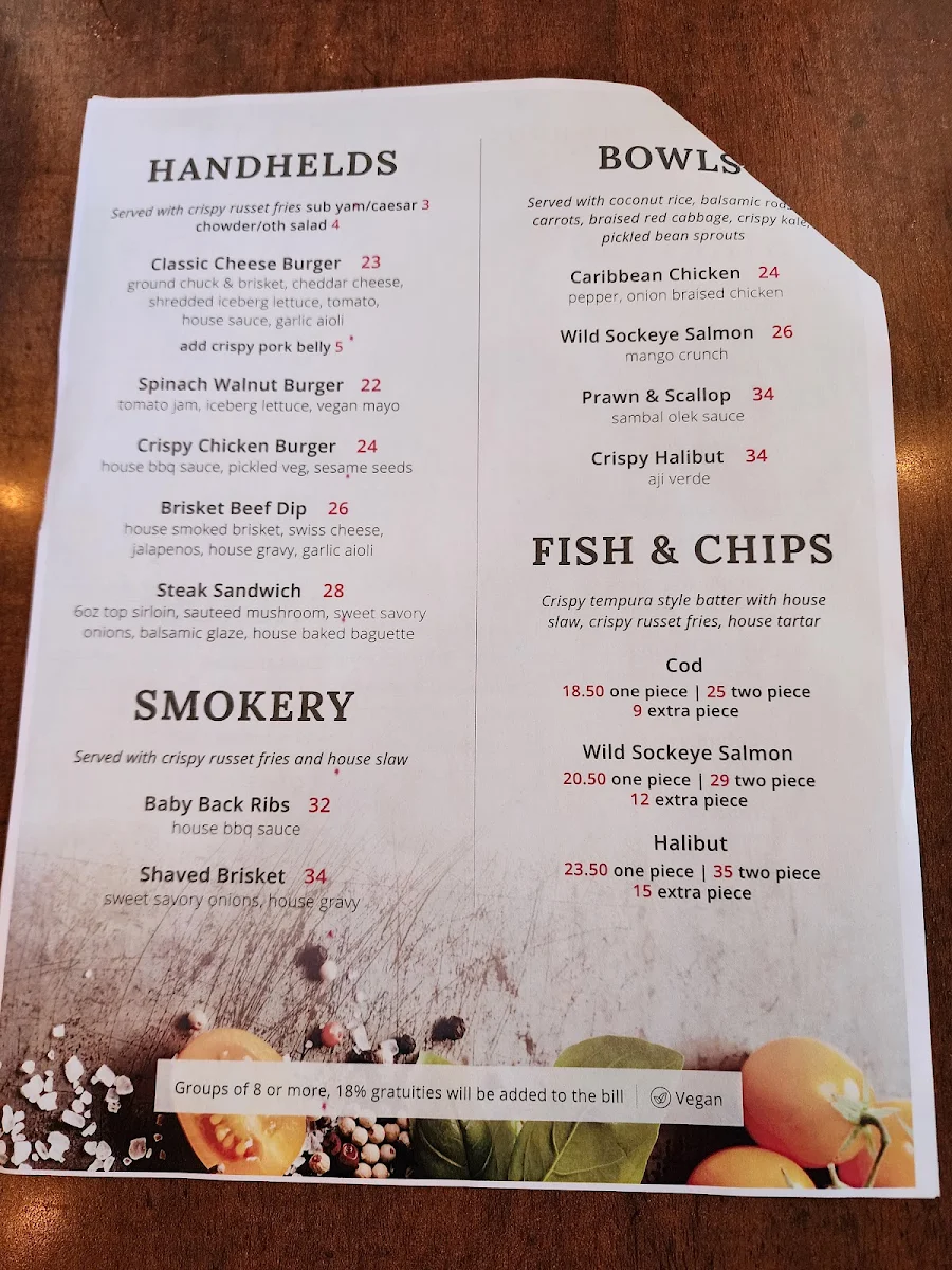 Menu, Bare Bones Fish House & Smokery