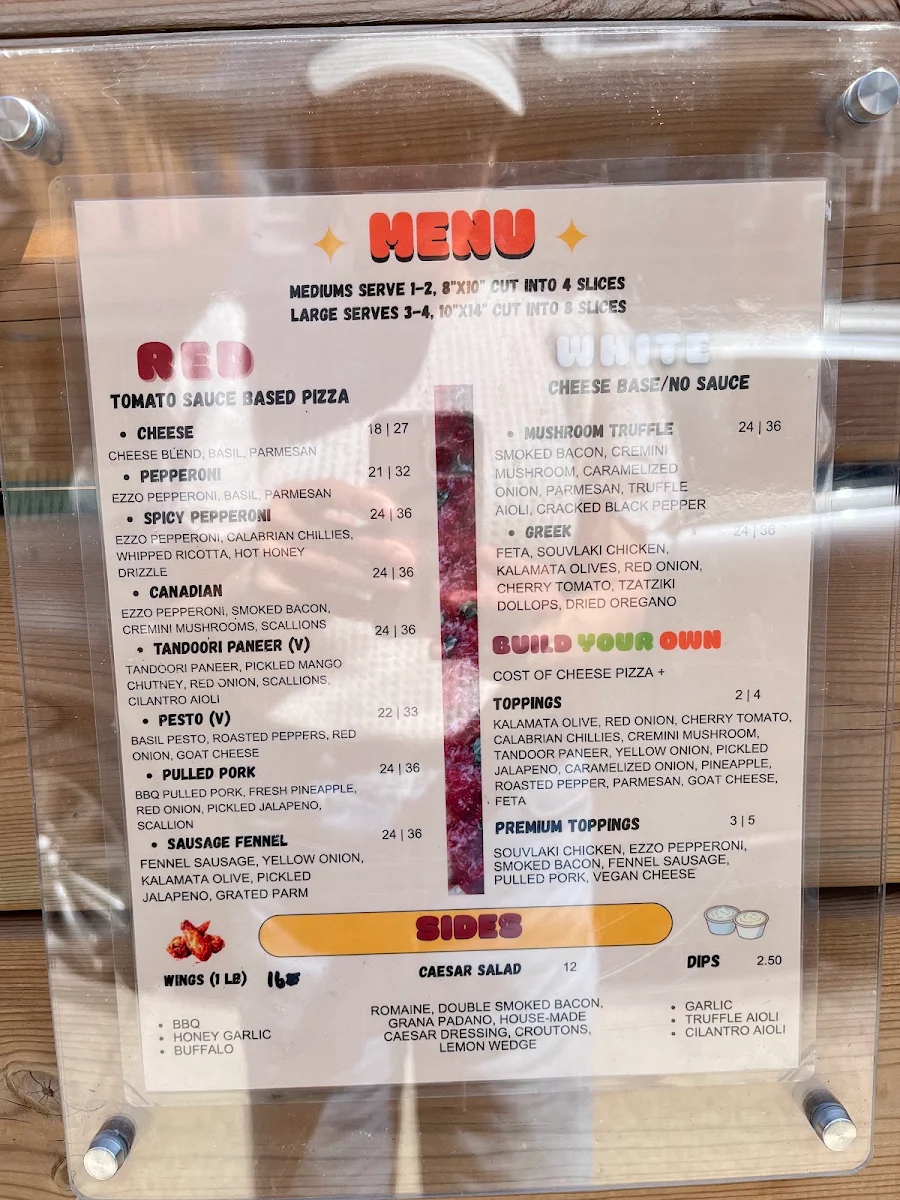 Menu, Renaissance Detroit Style Pizza