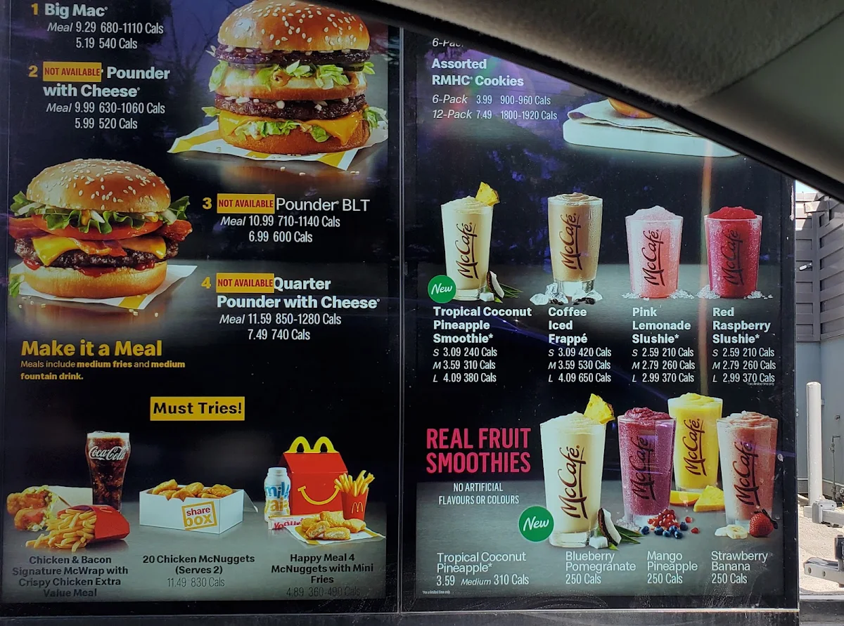 Menu, McDonald's