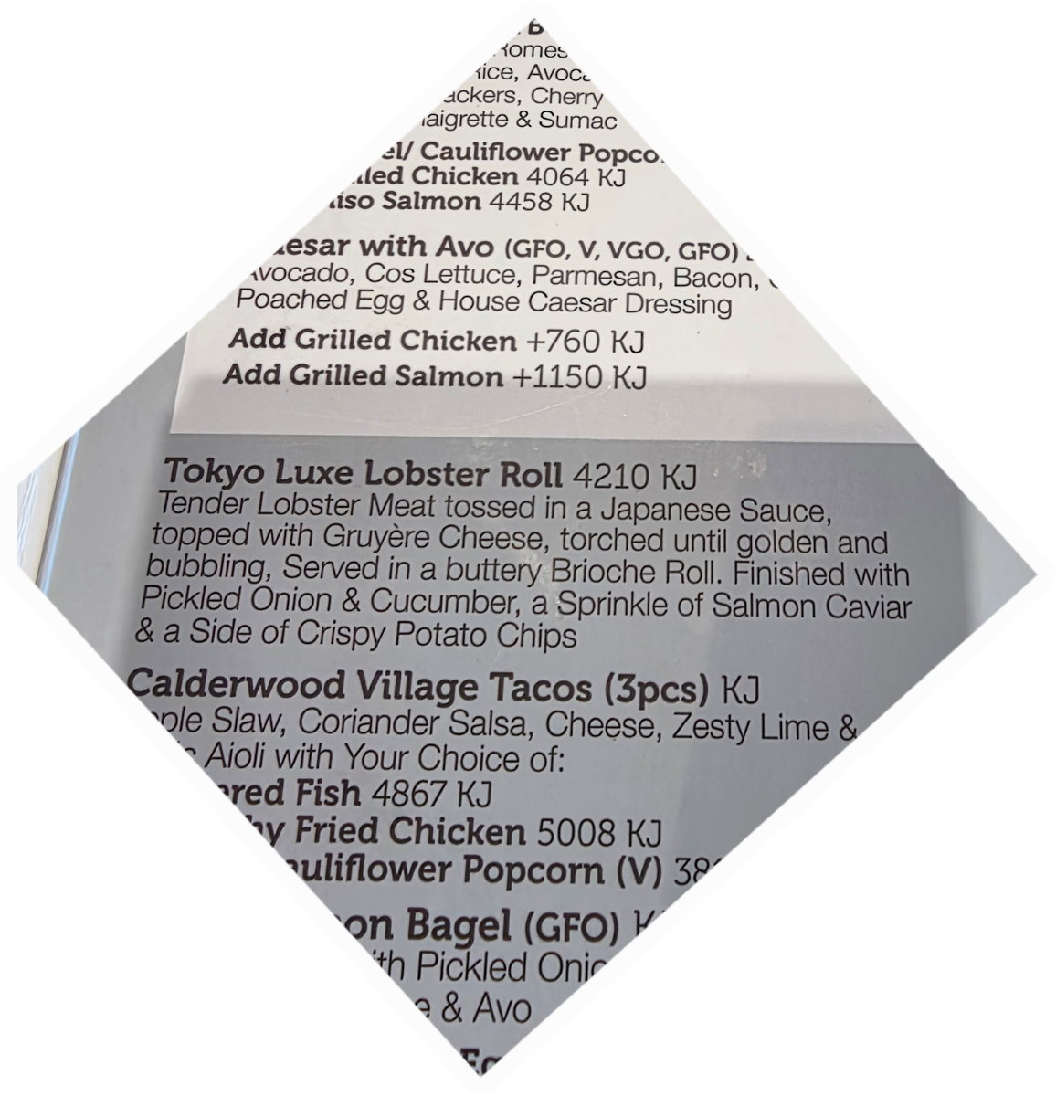 Menu, The Shed Cafe - Calderwood