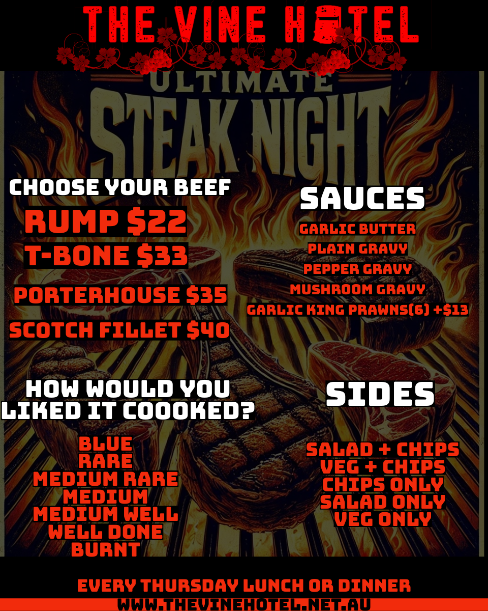 Menu, The Vine Hotel