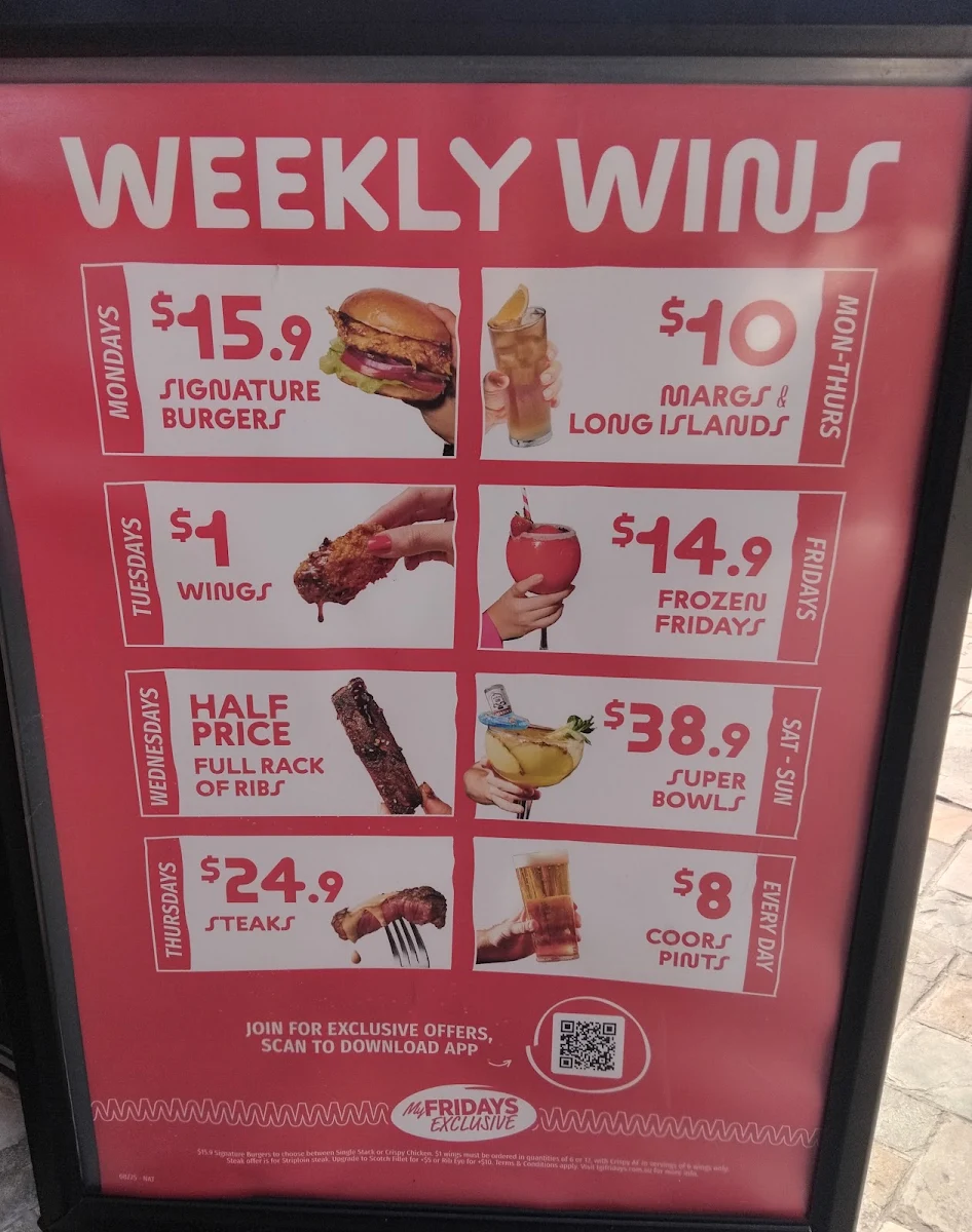 Menu, TGI Fridays Carousel