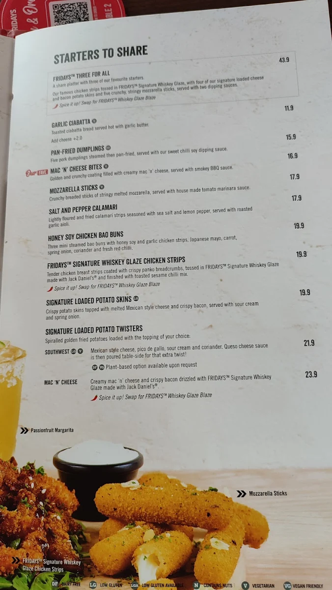 Menu, TGI Fridays Carousel