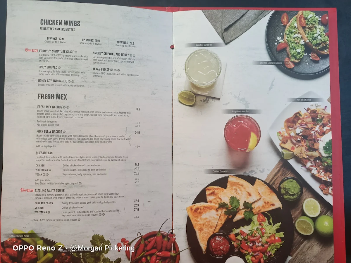 Menu, TGI Fridays Carousel