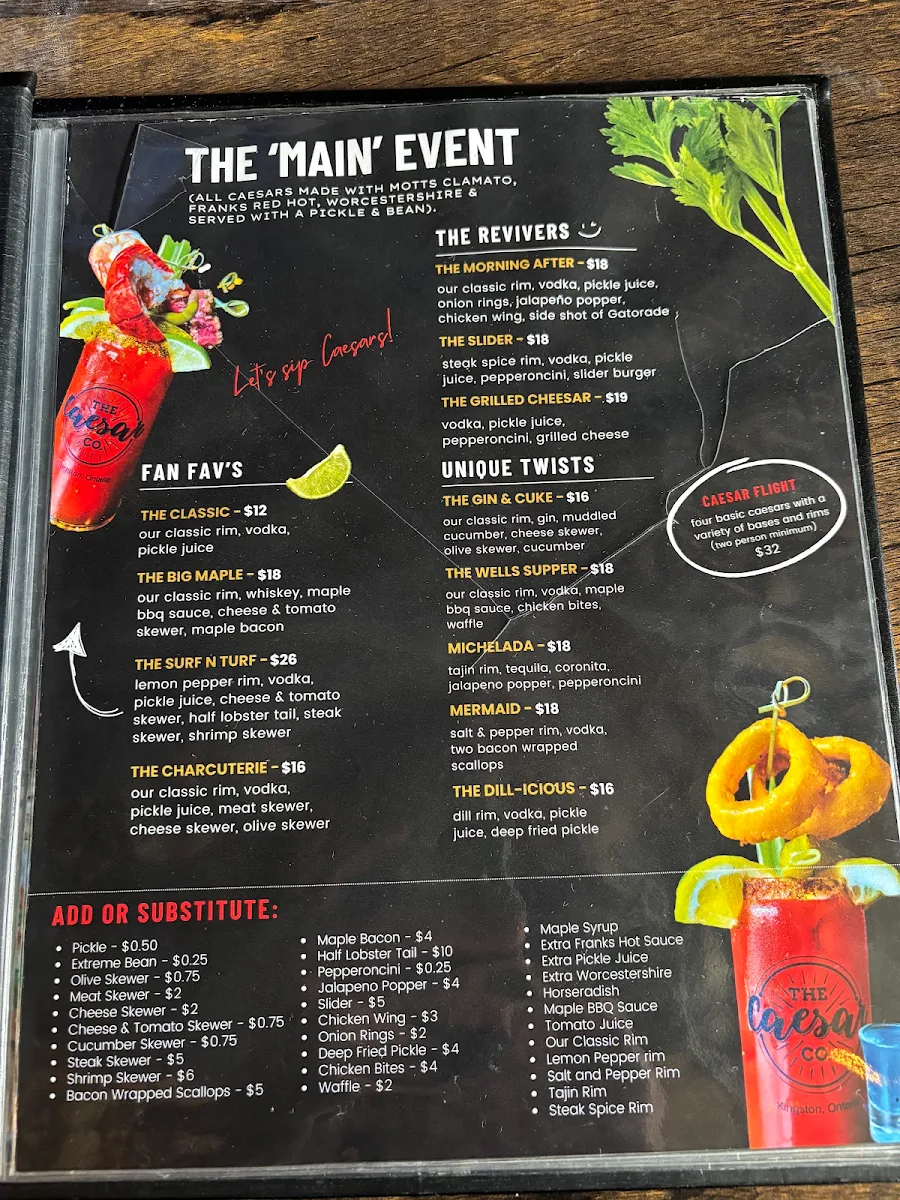 Menu, The Caesar Company