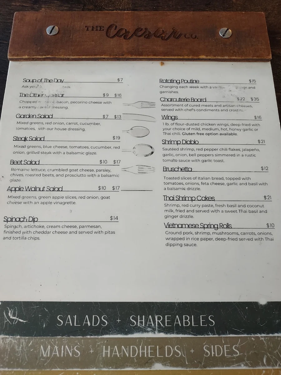 Menu, The Caesar Company