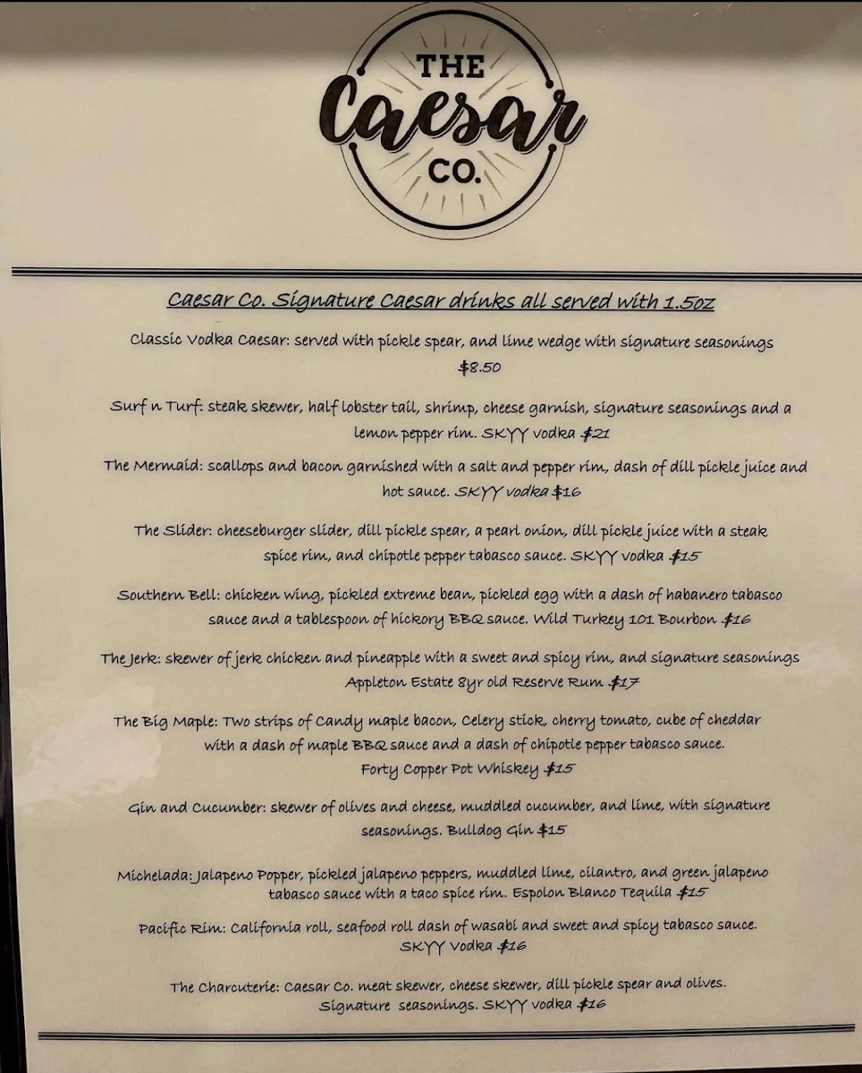 Menu, The Caesar Company