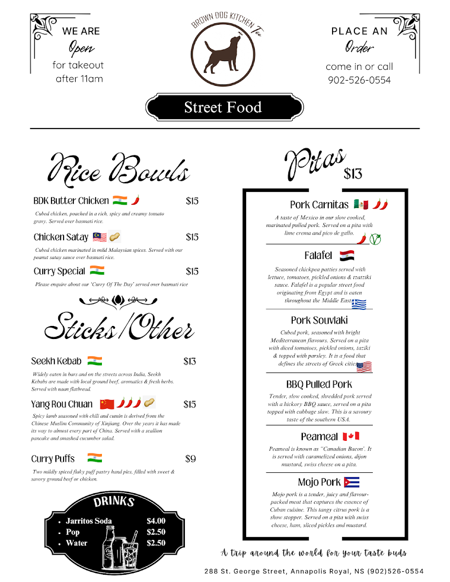 Menu, Brown Dog Kitchen Too