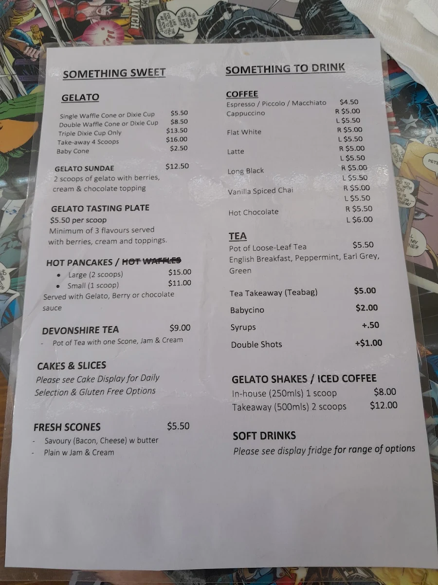 Menu, Dixie Blue