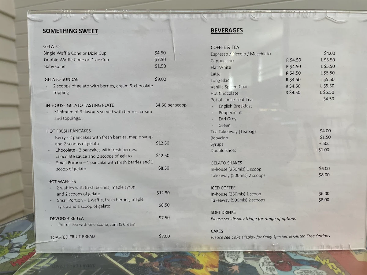 Menu, Dixie Blue