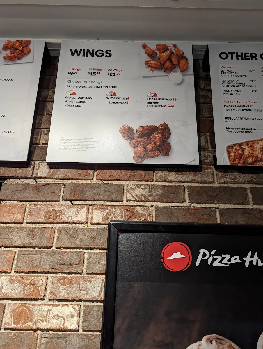 Menu, Pizza Hut