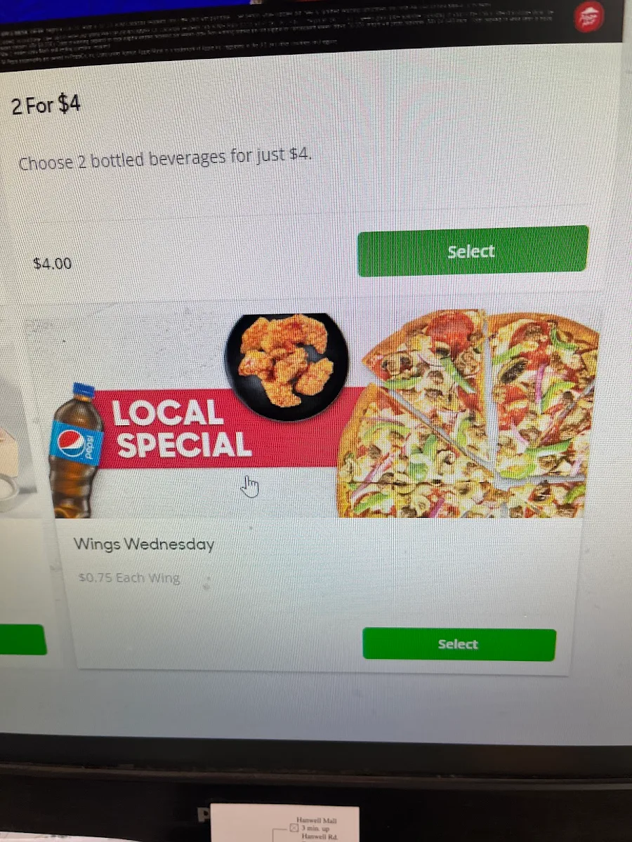 Menu, Pizza Hut