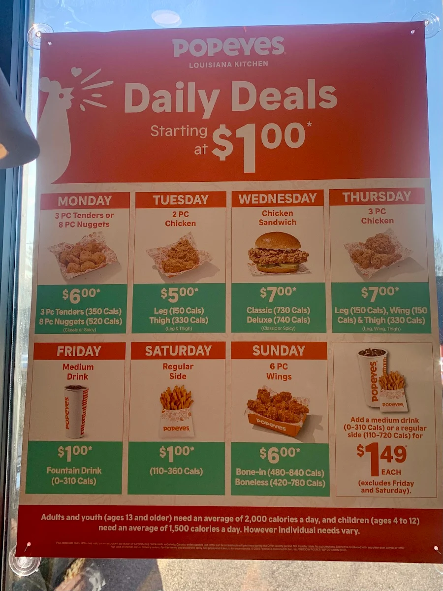 Menu, Popeyes Louisiana Kitchen