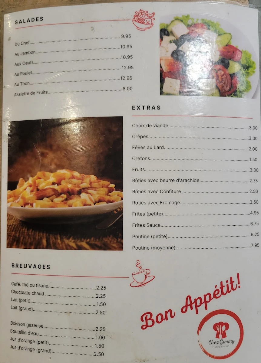 Menu, Chez Gimmy