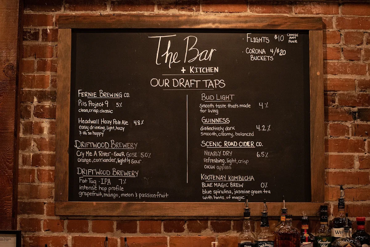 Menu, The Bar + Kitchen