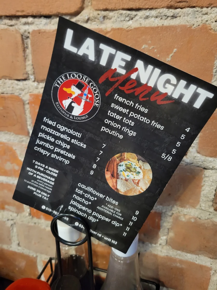 Menu, The Loose Goose RestoPub & Lounge