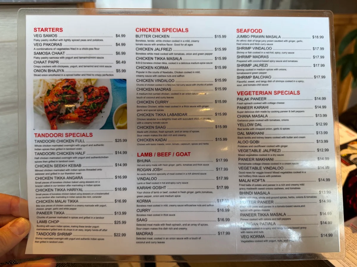 Menu, Delhi Spices
