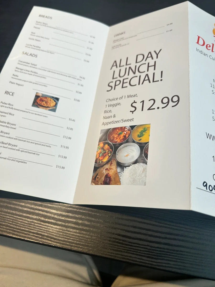 Menu, Delhi Spices