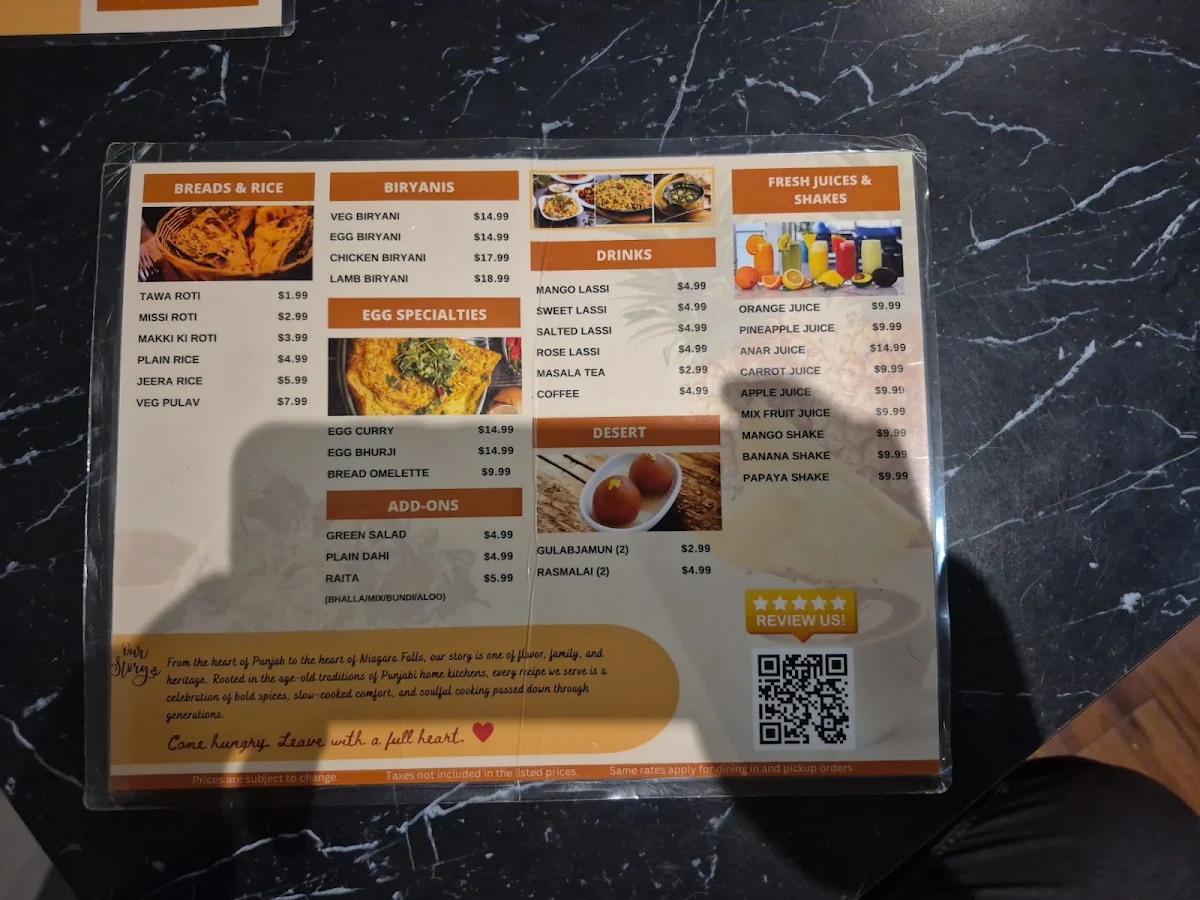 Menu, Punjabi Tadka Indian Kitchen (Restaurant)
