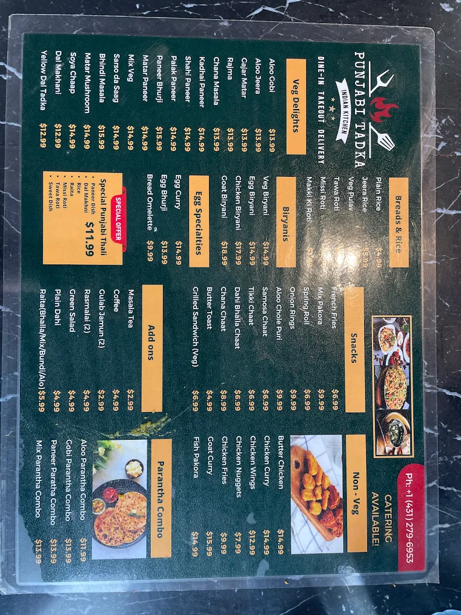 Menu, Punjabi Tadka Indian Kitchen (Restaurant)