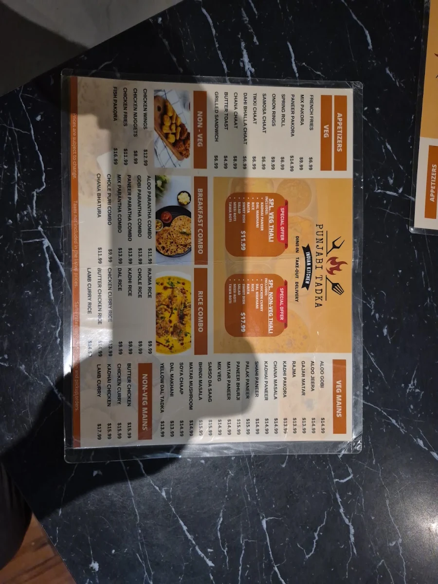 Menu, Punjabi Tadka Indian Kitchen (Restaurant)