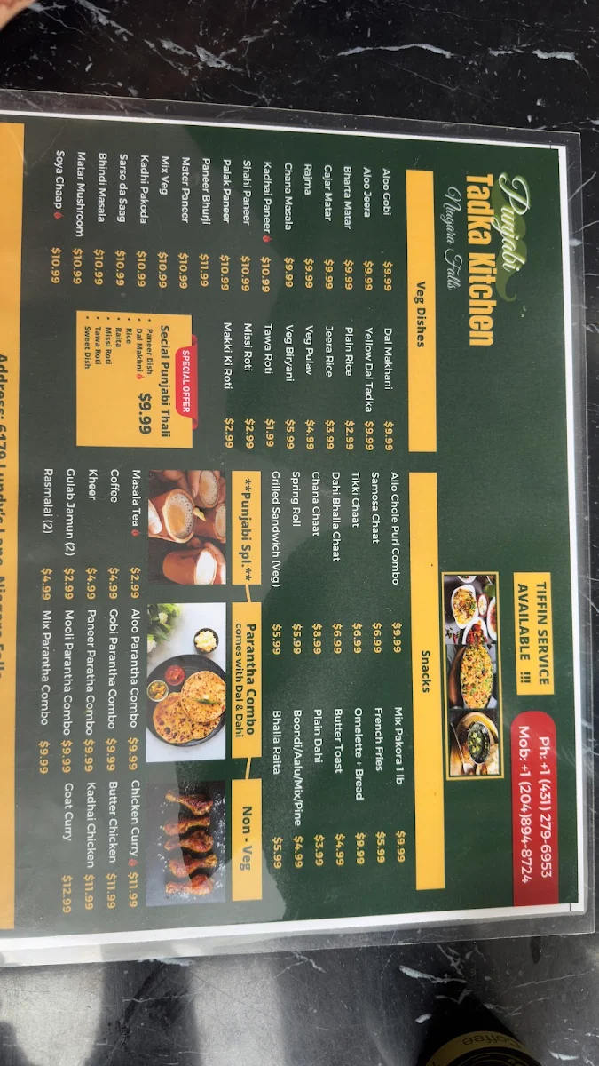 Menu, Punjabi Tadka Indian Kitchen (Restaurant)