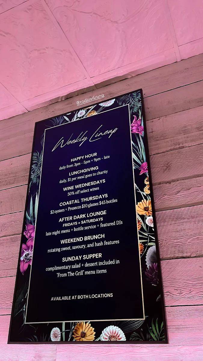 Menu, radius® on Brant